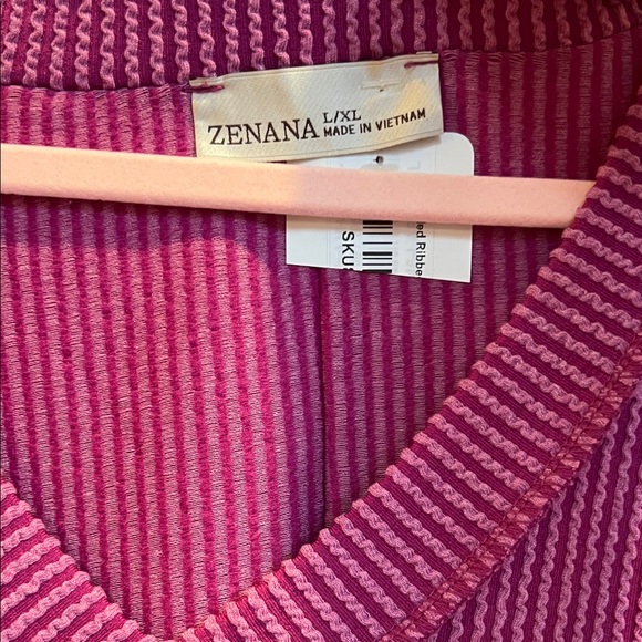 Zenana NWT plum V-Neck long sleeve ribbed hi/lo hem tunic - Picture 5 of 11